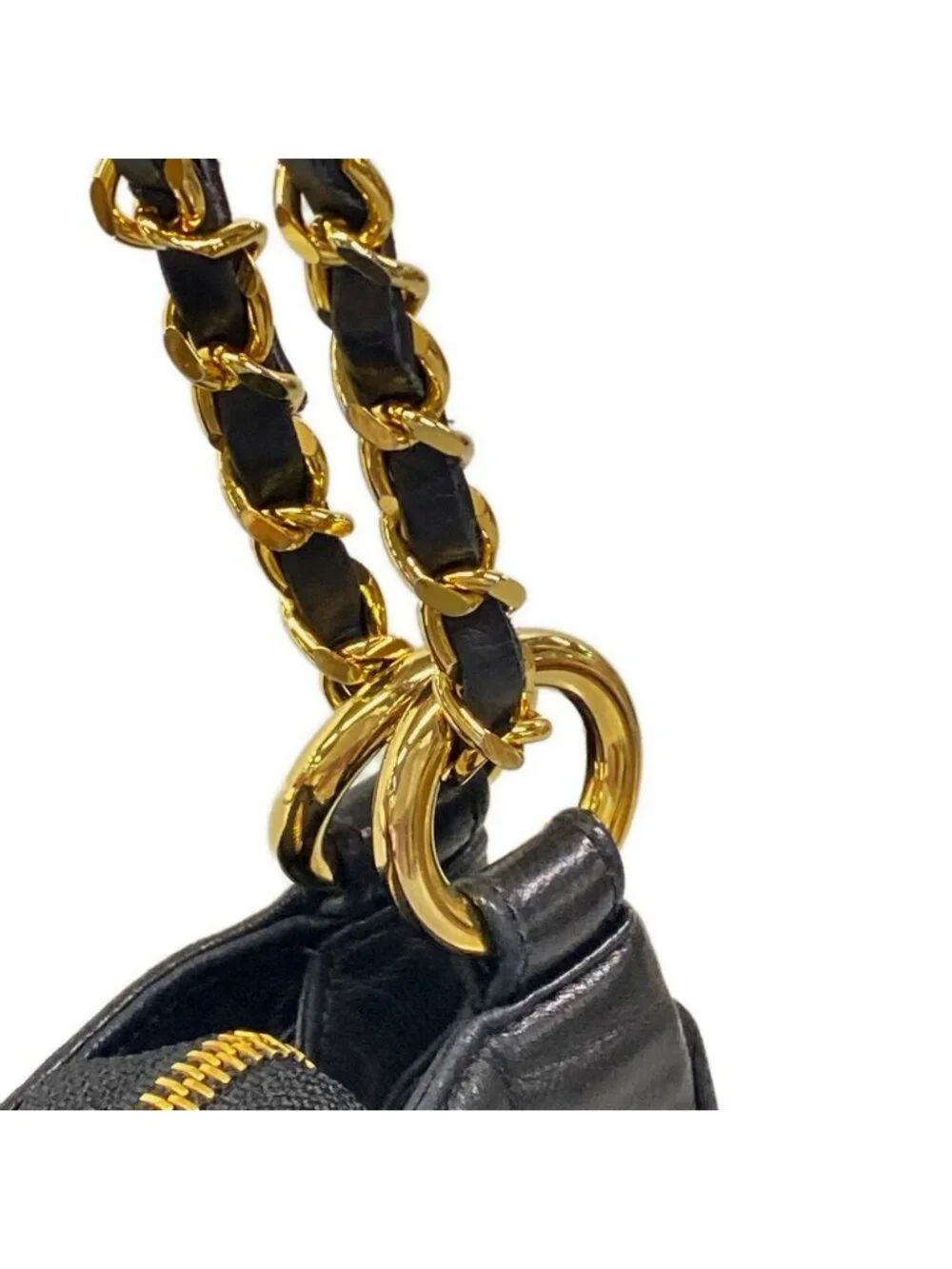 Chanel Shoulder Bag Black Chain Gold Lambskin